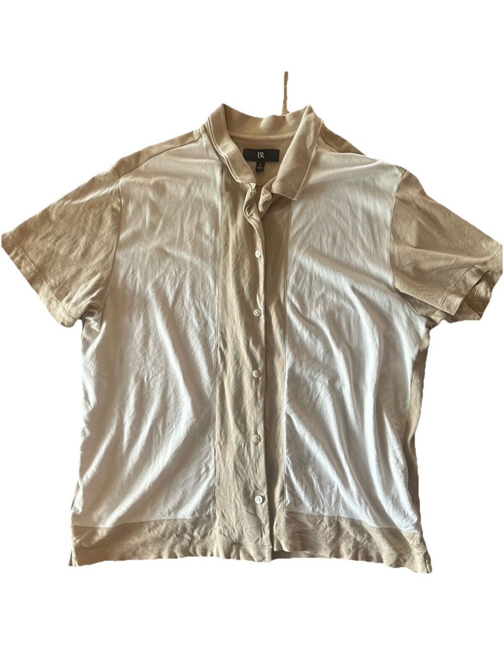 Banana Republic Beige Panel Button Front Shirt Mens Large Resortwear
